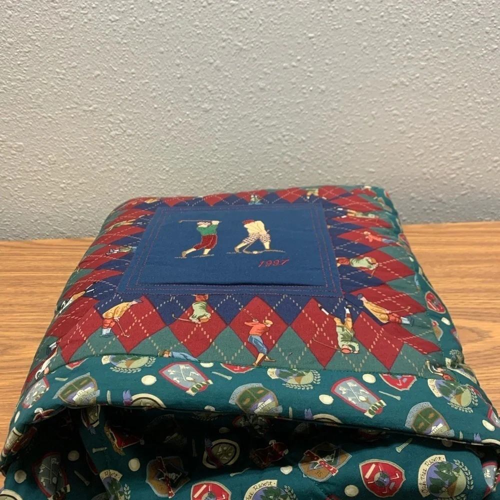 Vintage Quilted 1997 Embroidered Handmade Throw Blanket